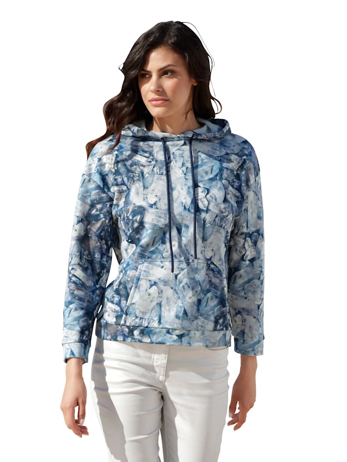 AMY VERMONT Sweatshirt met print in harmonieuze kleuren allover, Lichtblauw/Wit