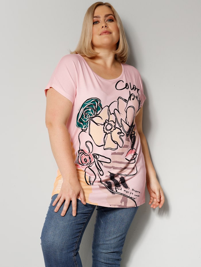 Sara Lindholm Shirt mit Frontprint, Rosé