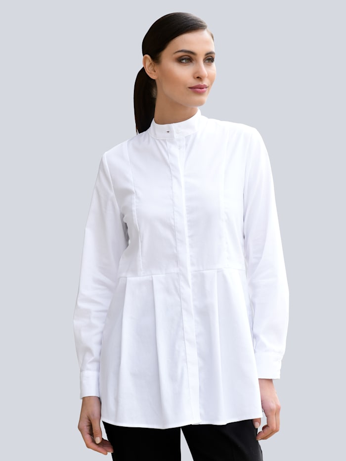 Alba Moda Bluse mit ausgestelltem Saumen, Weiß