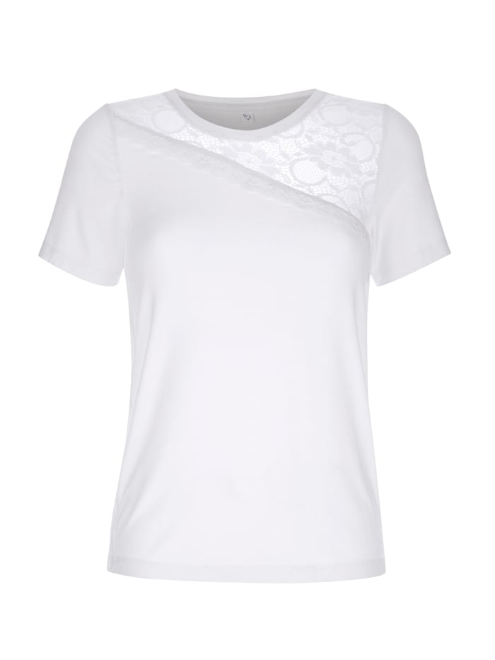 Harmony Shirt met kanten inzet voor, Wit