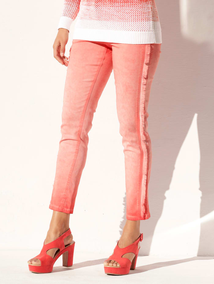 AMY VERMONT Jeans mit Fransen entlang der Seitennaht, Rot
