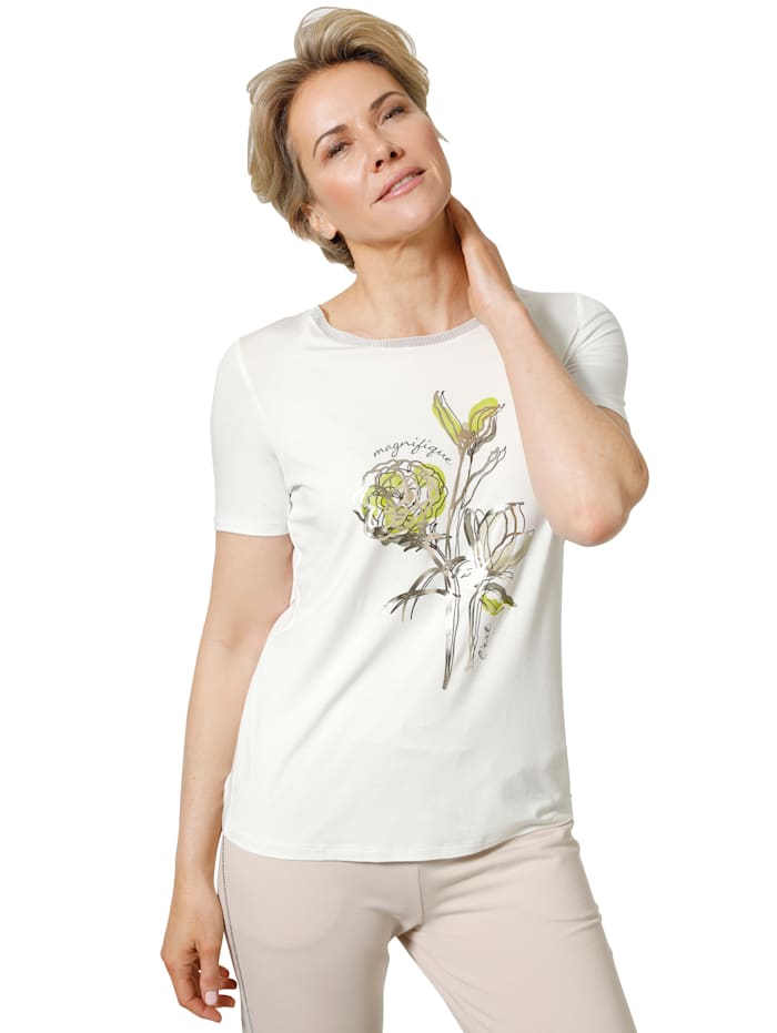 MONA Shirt met bloemenprint, Ecru/Geel