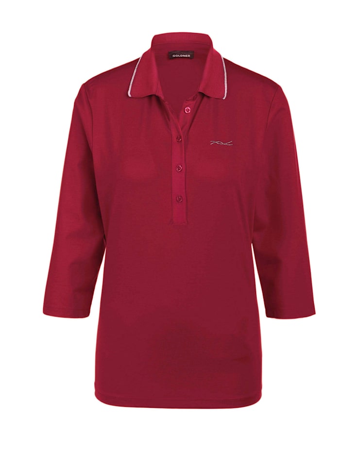 GOLDNER Trageangenehmes Poloshirt aus hochwertiger Micro-Modal Qualität Kurzgröße, rubinrot