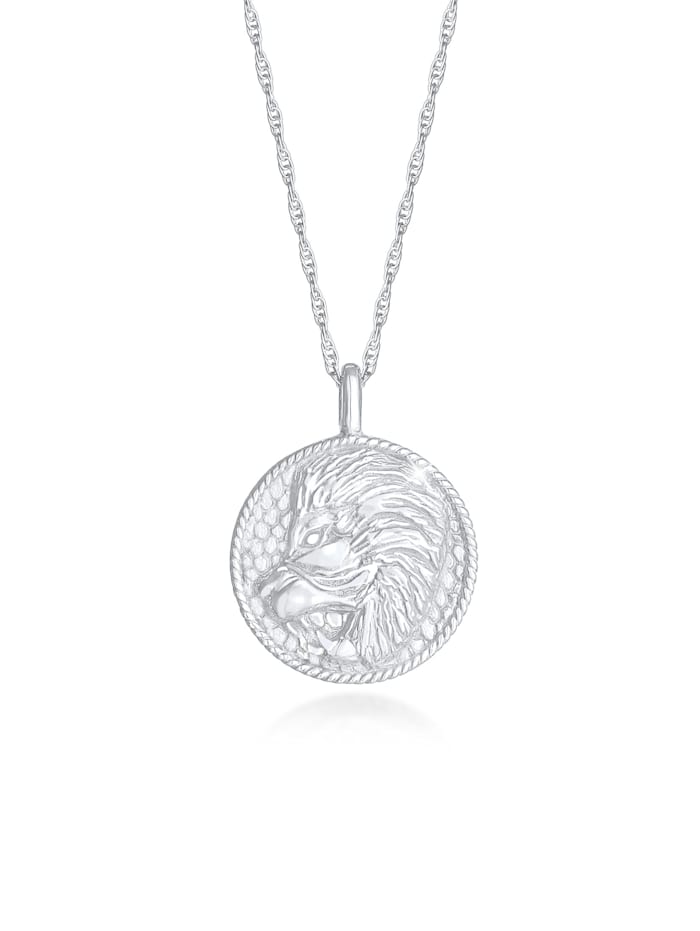 Elli Halskette Sternzeichen Löwe Münze 925 Silber, Silber