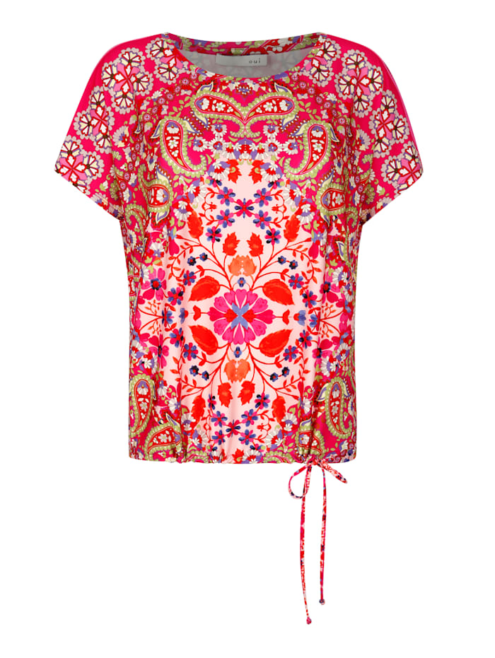 OUI Shirt im modischen Druckdessin, Pink/Orange