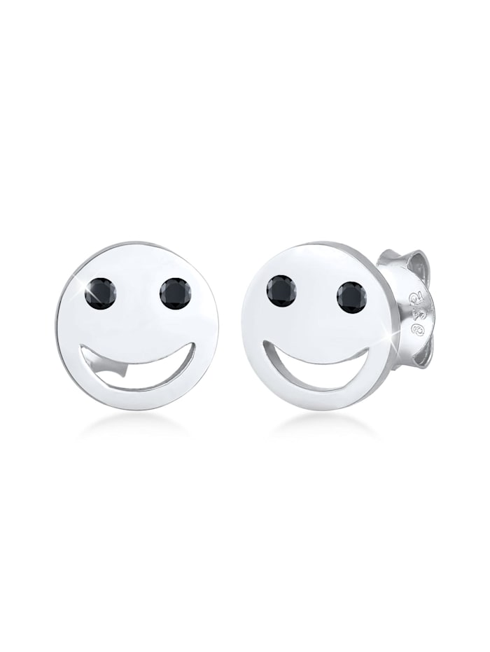Elli Ohrringe Smiley Face Emoji Zirkonia 925 Silber, Silber