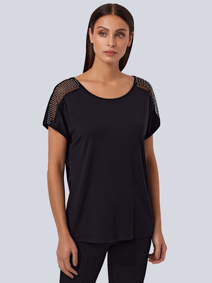Alba Moda Shirt met wijde ronde hals, Zwart