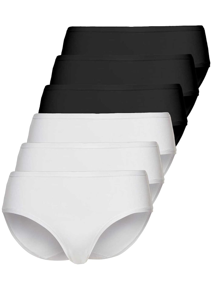 sassa 6er Sparpack Slip Midi CASUAL COMFORT, schwarz weiß
