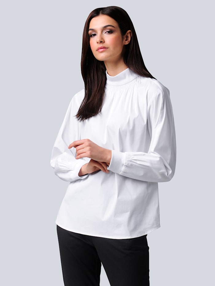 Alba Moda Bluse in elastischer Baumwoll-Polyamid Mischung, Weiß