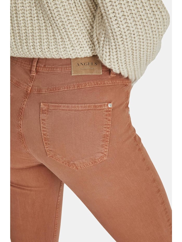 Jeans 'Ornella Button' mit unifarbenem Stoff