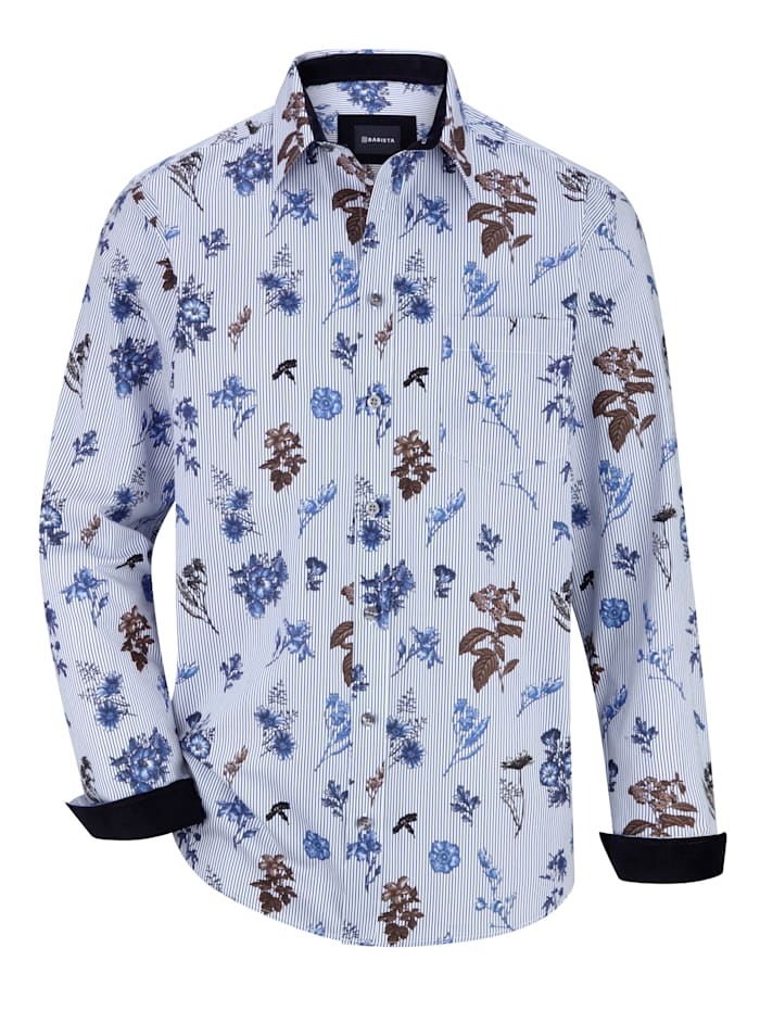 BABISTA Hemd mit floralem Druckdessin, Blau/Weiß