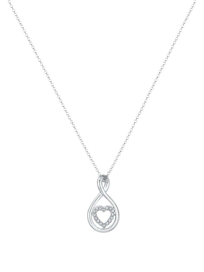 Halskette Infinity Herz Kristalle 925 Silber