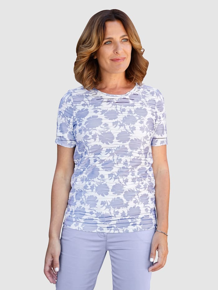 Paola Shirt in Ausbrenner-Optik, Flieder/Weiß