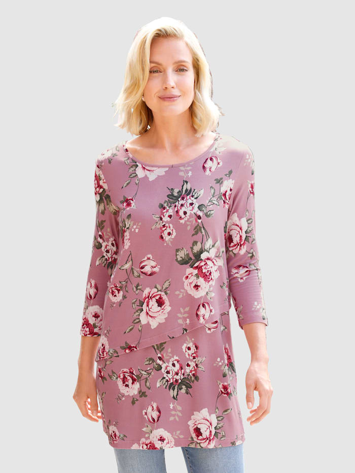 Paola T-shirt à imprimé floral tendance, Vieux rose