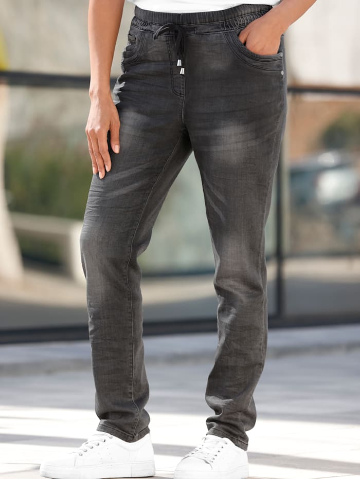 MIAMODA Jeans met kreukeffect, Zwart