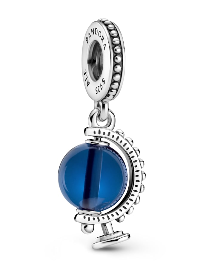 Pandora Charm-Anhänger - Blauer Globus - 799430C01, Silberfarben