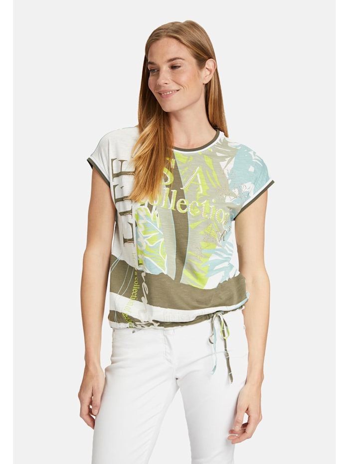 Betty Barclay Printshirt mit Tunnelzug, Khaki/White