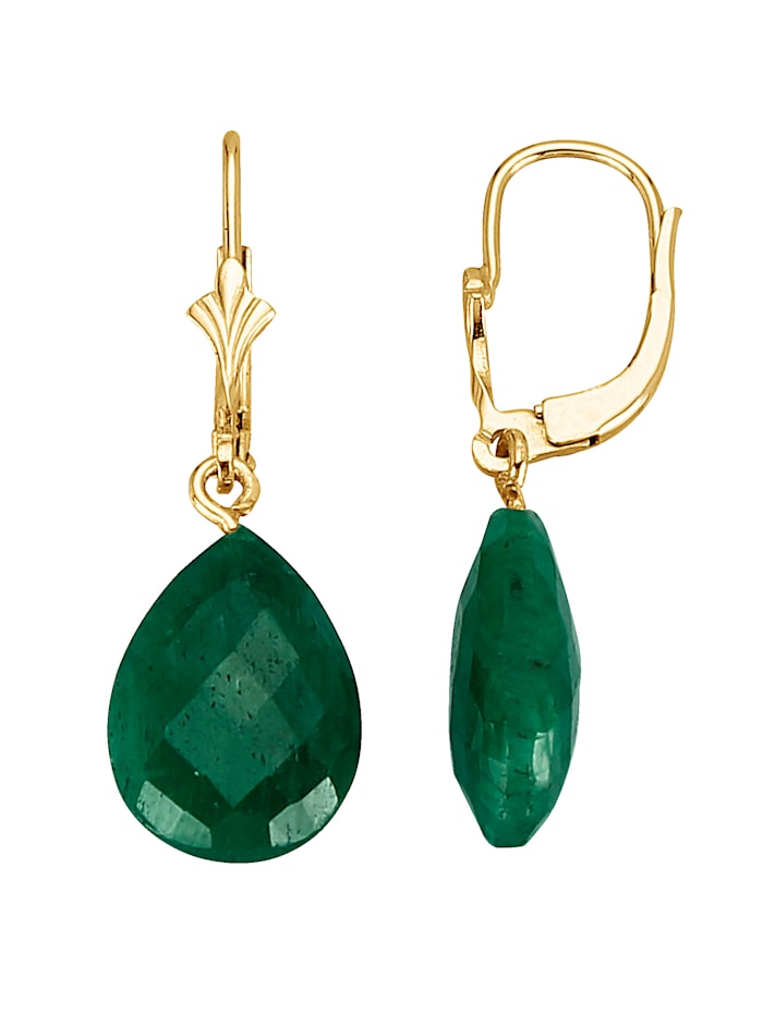 Ohrringe mit Smaragd in Silber 925, Gelbgoldfarben