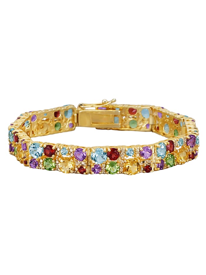 Diemer Farbstein Armband mit Edelsteinen und Diamant in Silber 925, Gelbgoldfarben