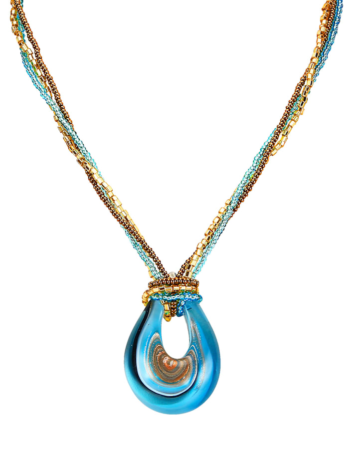 Pendentif + collier en argent 925, avec verre de Murano