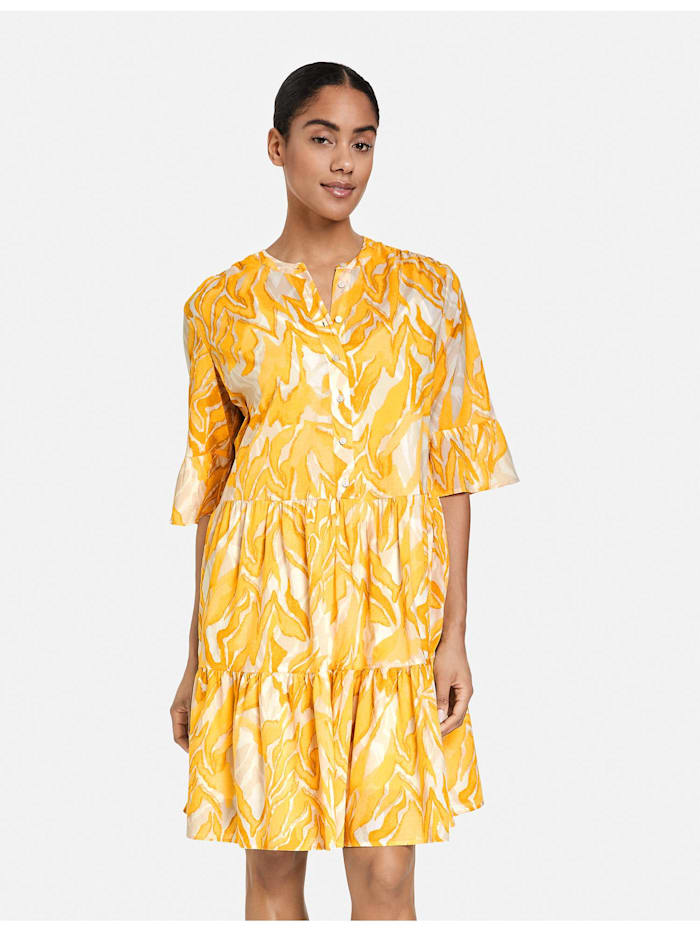 Taifun Kurzes A-Linien-Kleid mit Print, Golden Cumin gemustert
