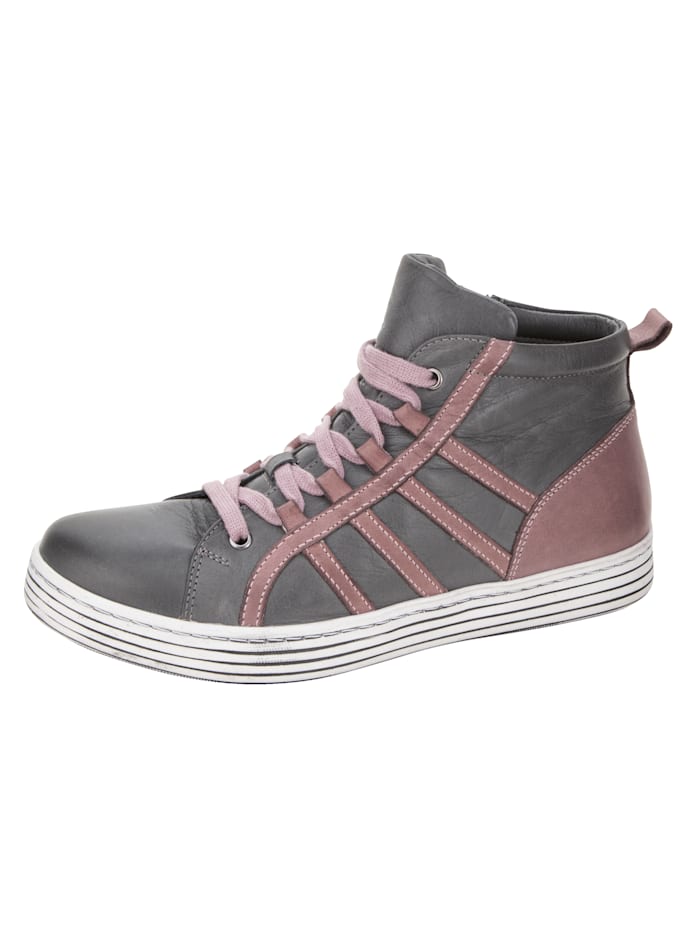 Gemini High-Sneaker mit Streifendesign, Grau/Rosé