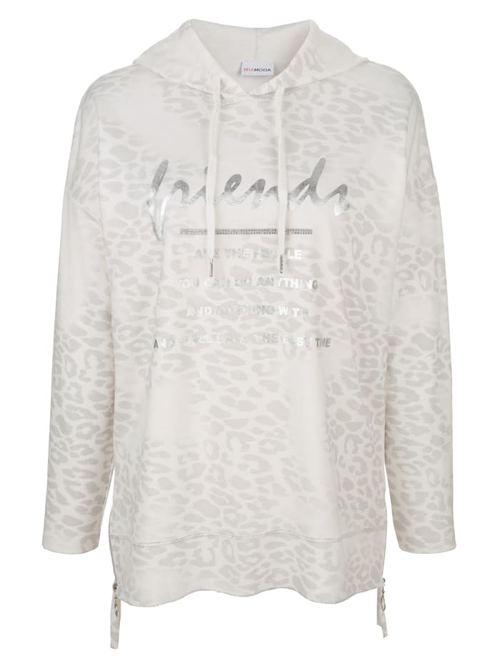 MIAMODA Sweatshirt mit schimmernden Details, Hellgrau