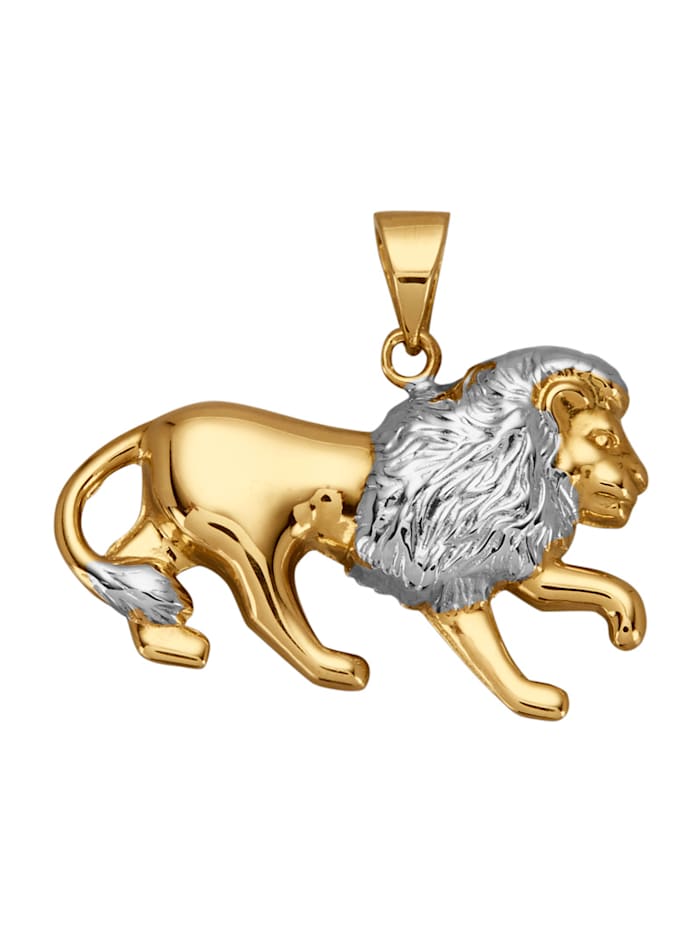 Pendentif Lion Lion, en or jaune 375, Bicolore