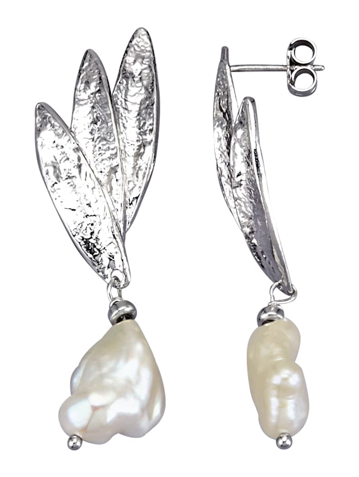 Boucles d'oreilles avec perles de Keshi, Blanc