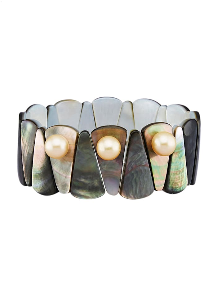 Amara Highlights Bracelet en nacre en perles de culture d'eau douce de coloris or, Gris