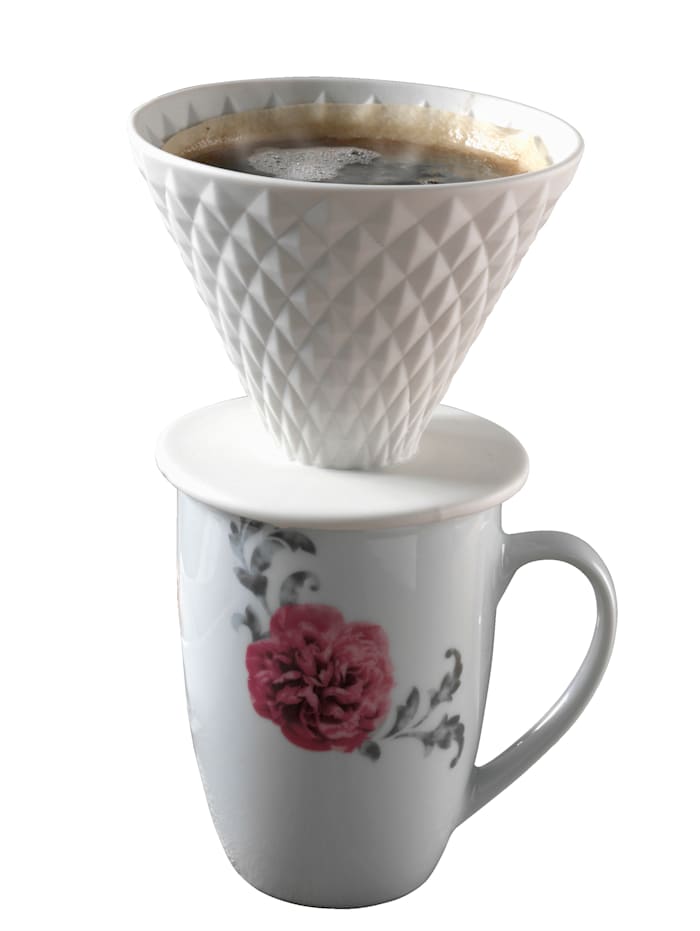 BEEM Filtre à café en porcelaine 'Pour Over' avec support, taille 2, Blanc