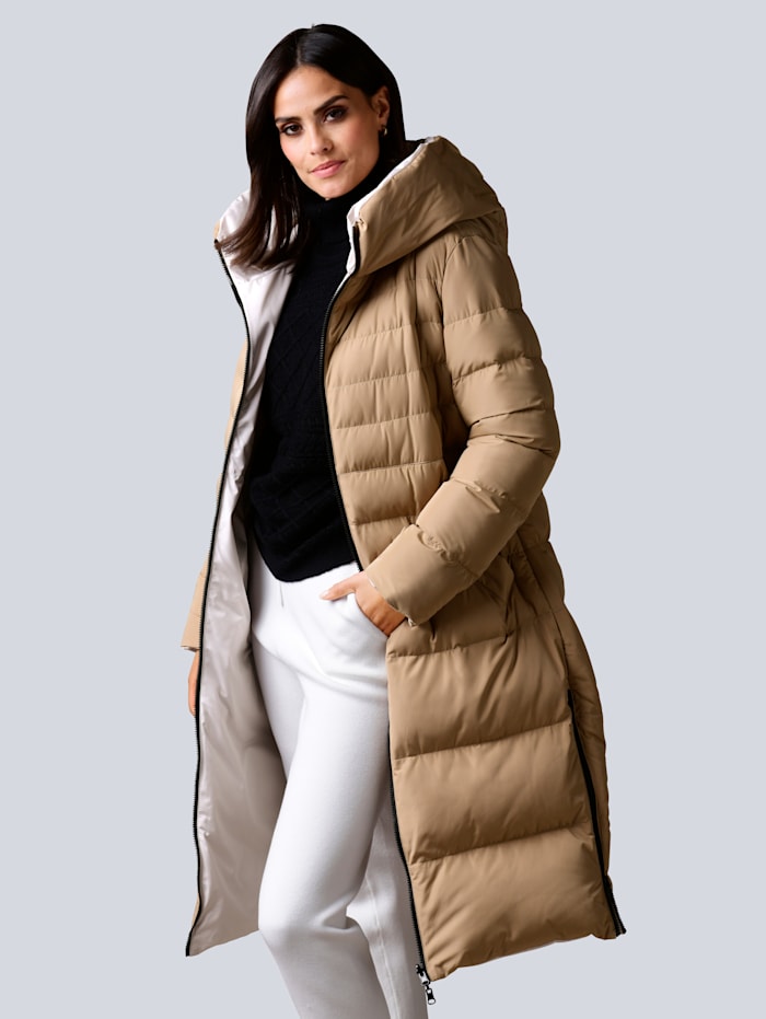 Alba Moda Prešívaný kabát s možnosťou obojstranného nosenia, Béžová/Prírodná biela