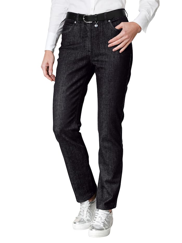 MONA Jeans in sportiver 5-Pocket-Form, Schwarz
