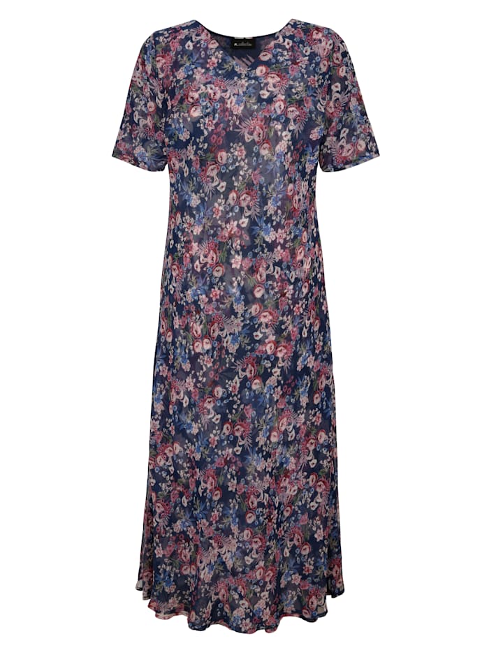 m. collection Obojstranné šaty 1x veľký jednofarebný a 1x malý kvetinový vzor, Námornícka/Multicolor