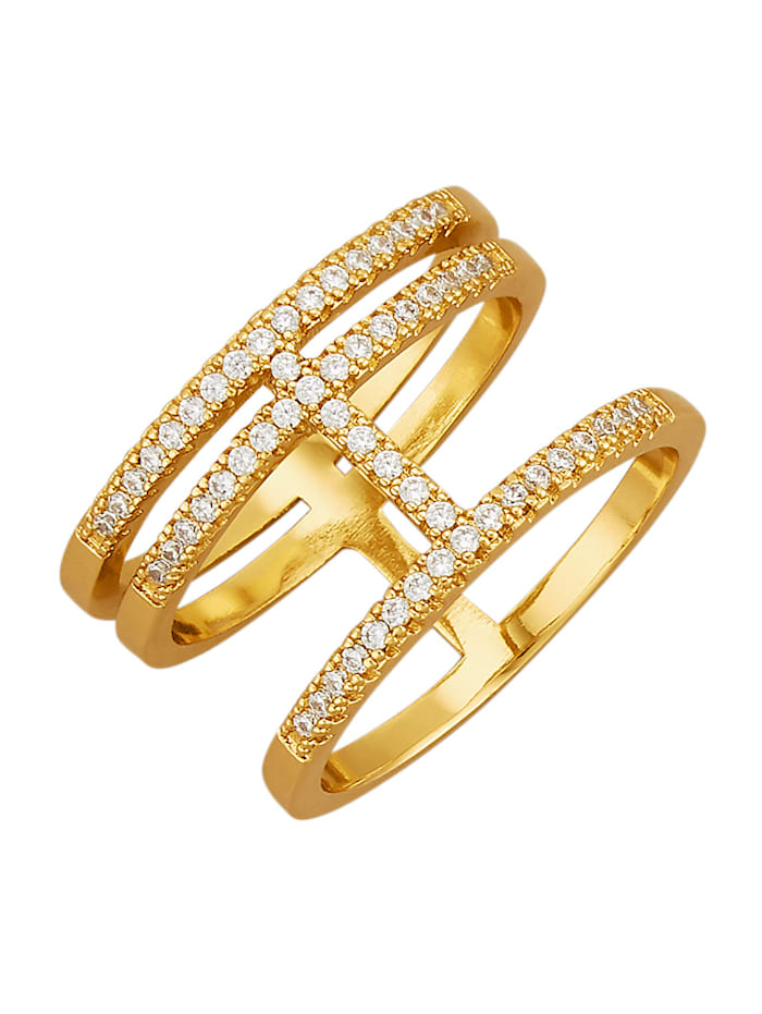 Golden Style Dámsky prsteň s krištálikmi, Farba žltého zlata