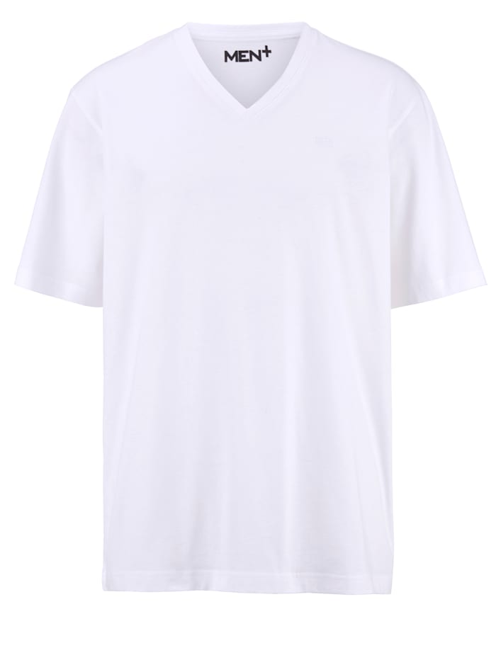Men Plus V-Shirt aus reiner Baumwolle, Weiß