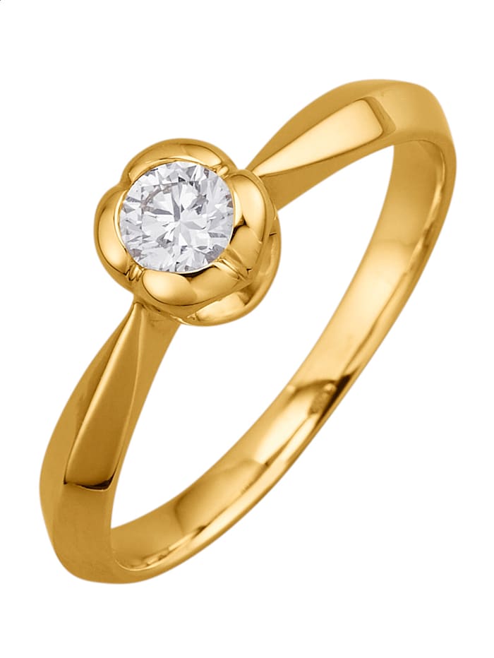 Diemer Diamant Damesring met loepzuivere briljant, 18 kt. goud, goudkleur