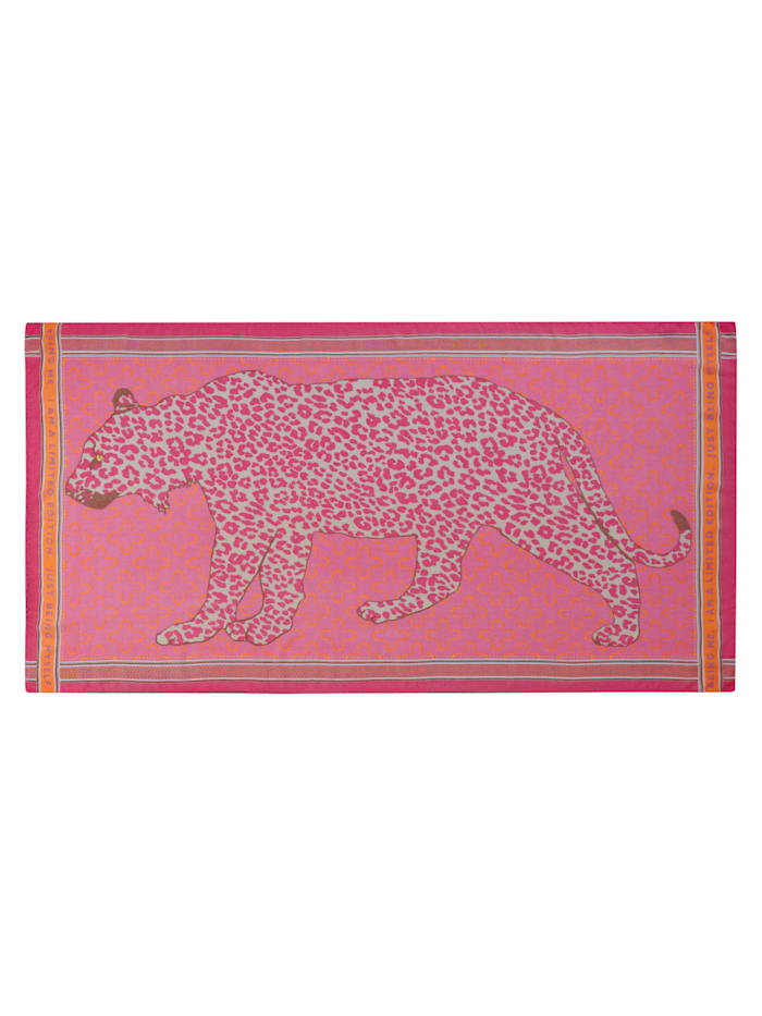 Nachhaltiger Logo-Schal mit XL-Leo in peppigem Pink