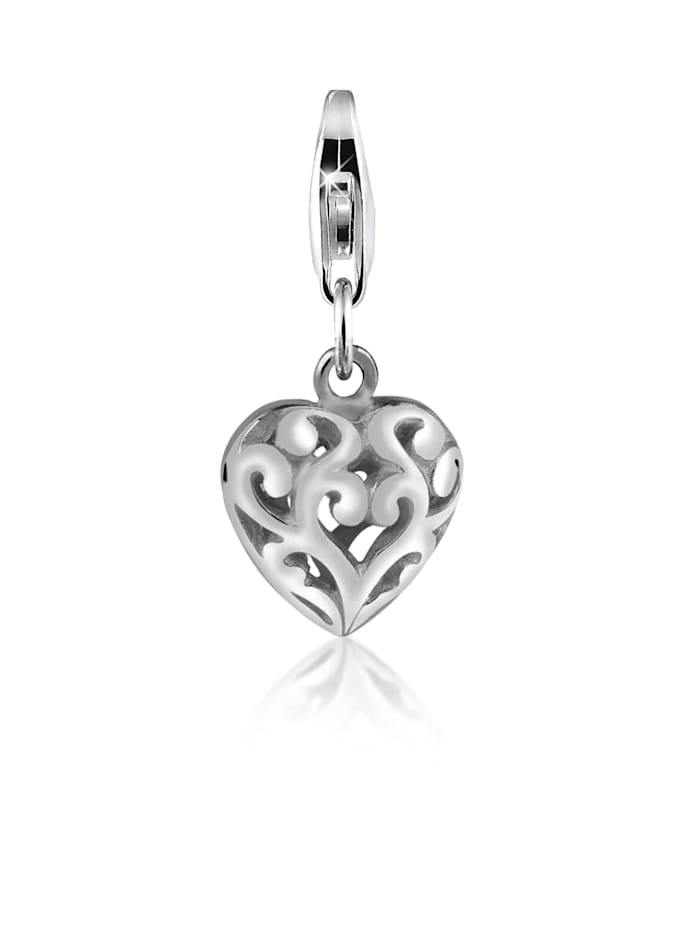 Nenalina Charm Herz Ornament Anhänger Love 925 Sterling Silber, Silber
