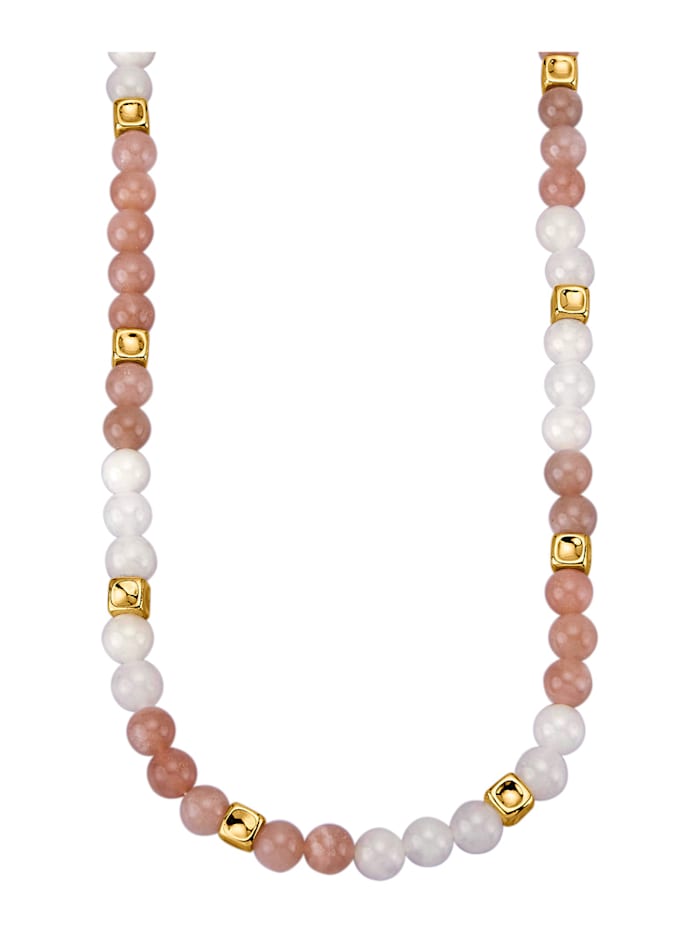 Halskette aus Mondstein und Onyx in Silber 925, Multicolor