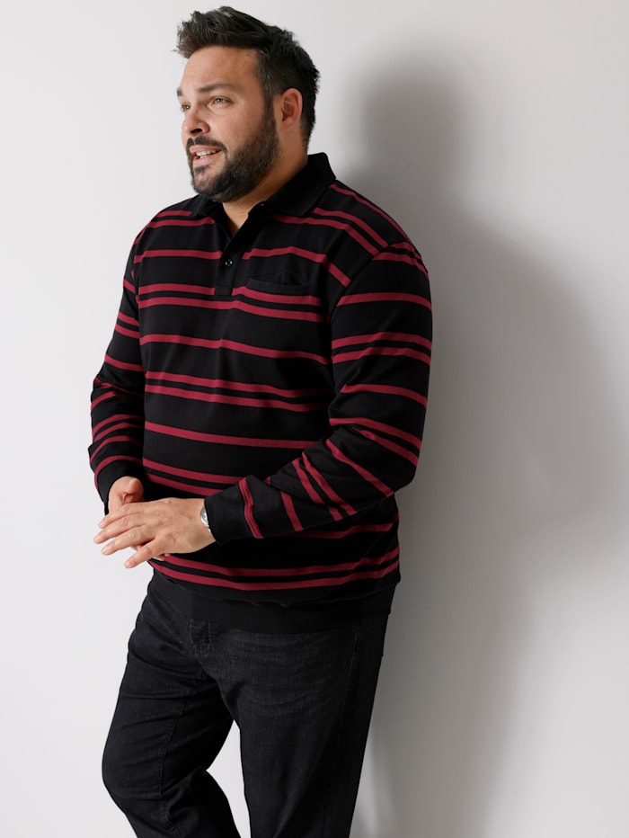 Men Plus Sweatshirt Spezialschnitt, Schwarz/Bordeaux