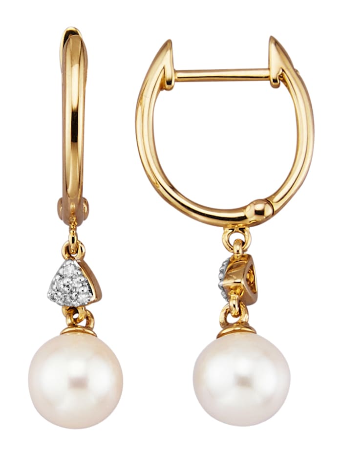Diemer Perle Ohrringe mit Akoya-Zuchtperlen und Diamanten, Weiß