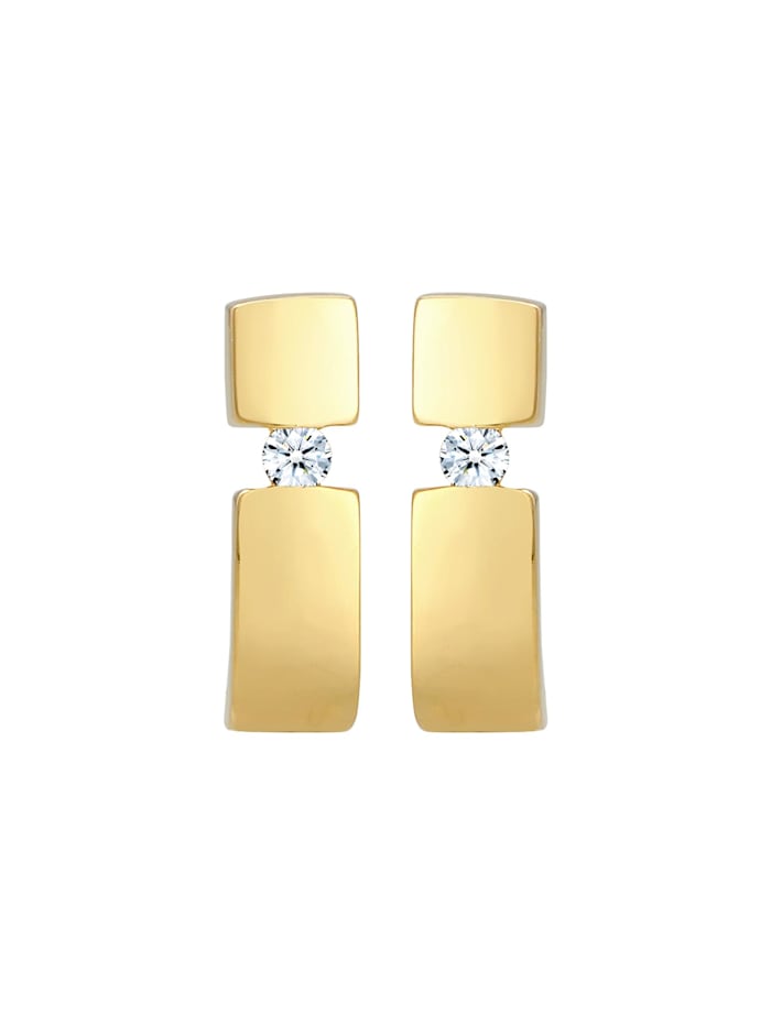 Ohrringe Stecker Elegant Diamant Geo (0.12 Ct) 585 Gelbgold