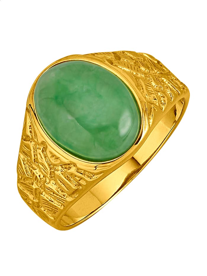 KLiNGEL Chevalière en argent 925, avec jade, Coloris or