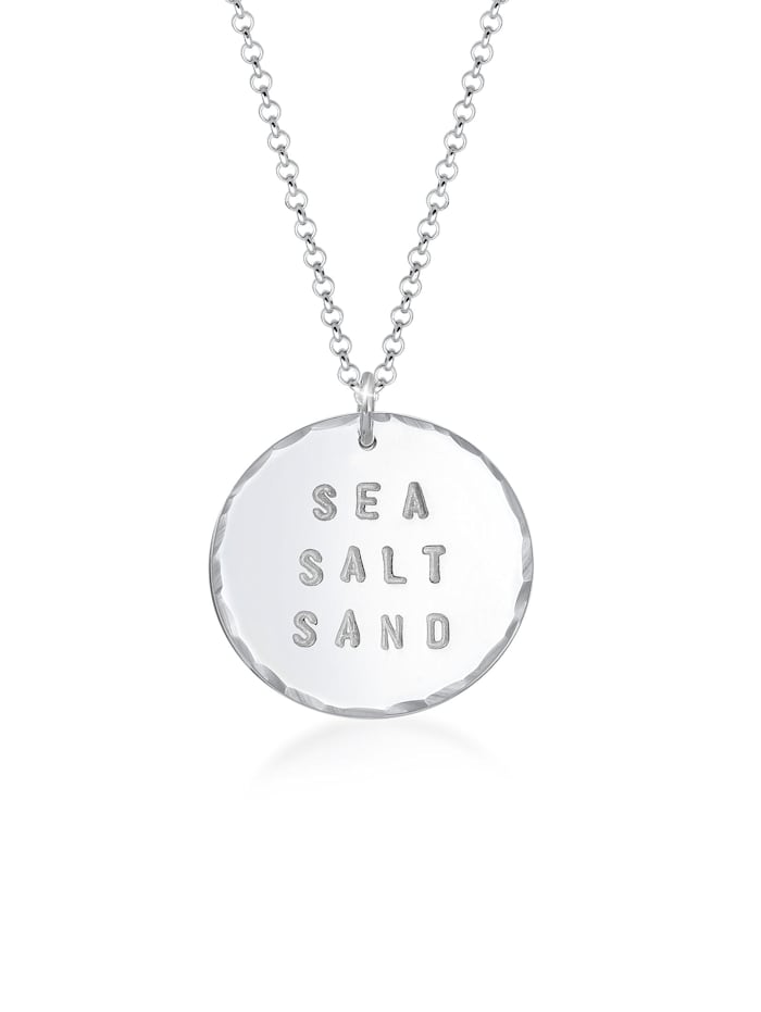 Elli Halskette Sommer Sea Salt Sand Wording Plättchen 925 Silber, Silber