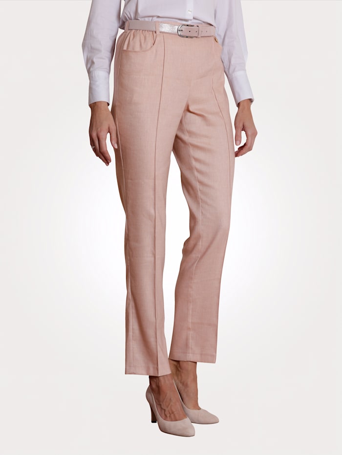 MONA Pull-on trousers in a modern linen blend, Rosé