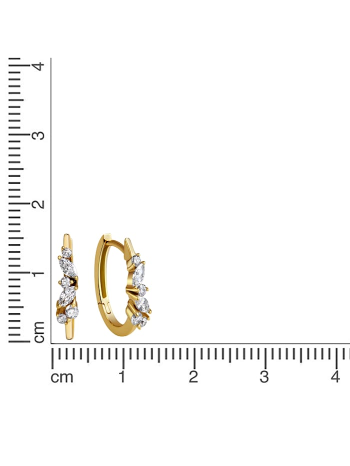Ohrring 375/- Gold Zirkonia weiß 1,5cm Glänzend