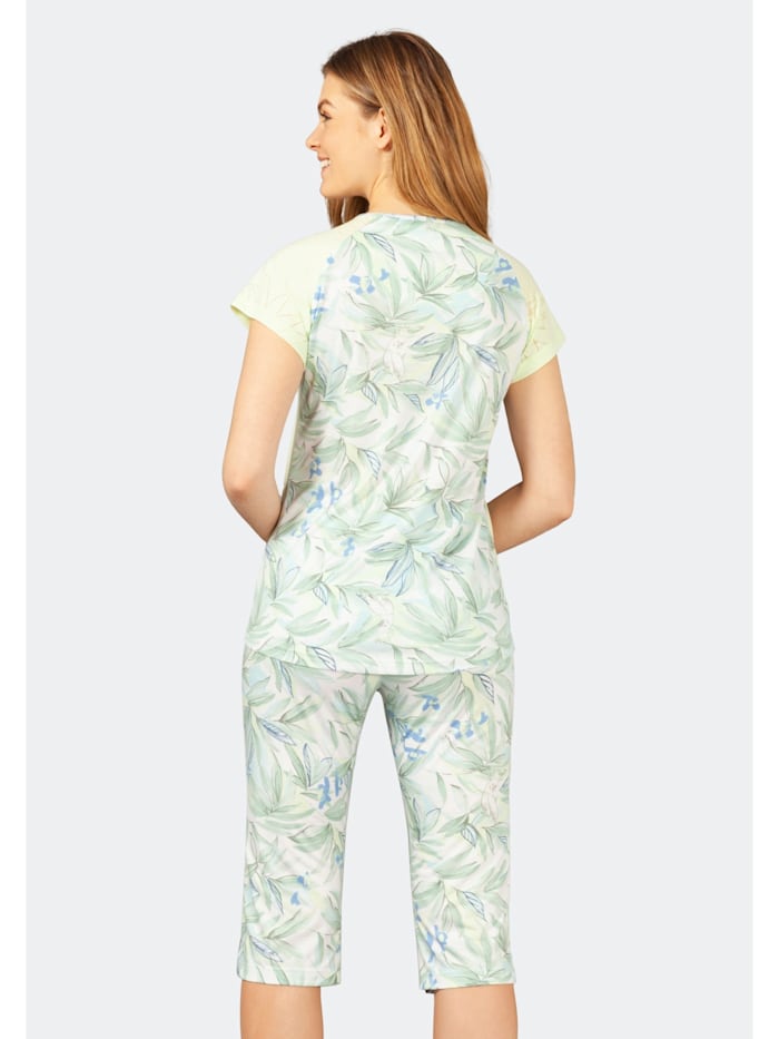 Capri Schlafanzug mit Blätterdruck