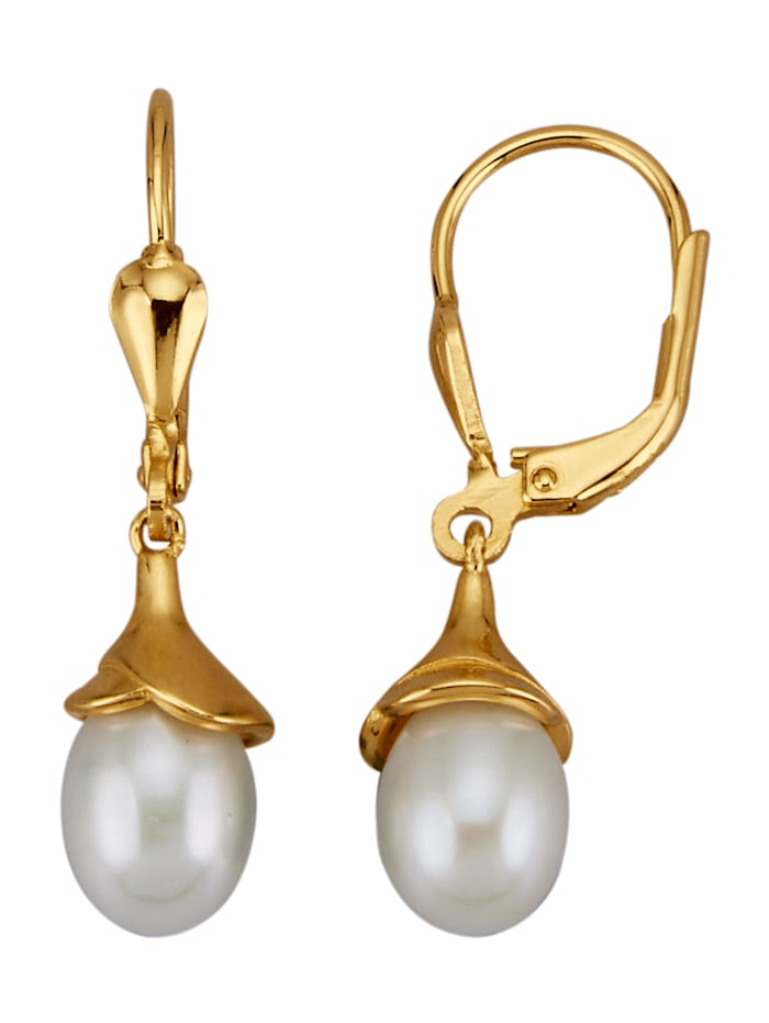 Boucles d'oreilles avec perles de culture d'eau douce, Blanc