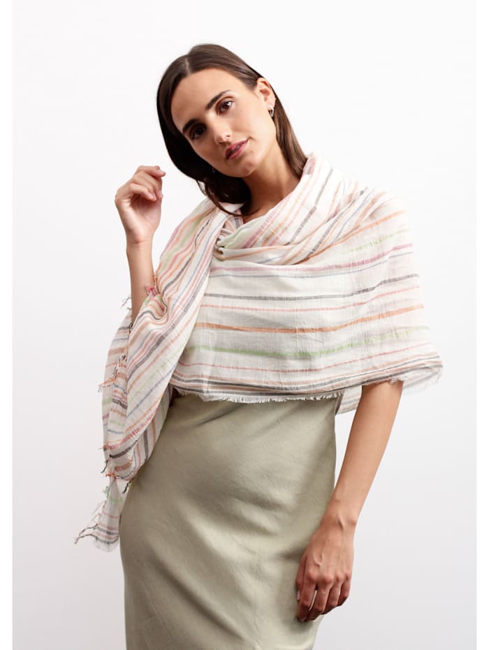 Codello Streifen-Schal aus reiner Baumwolle, ORANGE MEDIUM